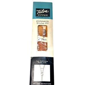 Vintage Talon Zipper Nylon Coil 12 inch Cinnamon Zephyr Deadstock